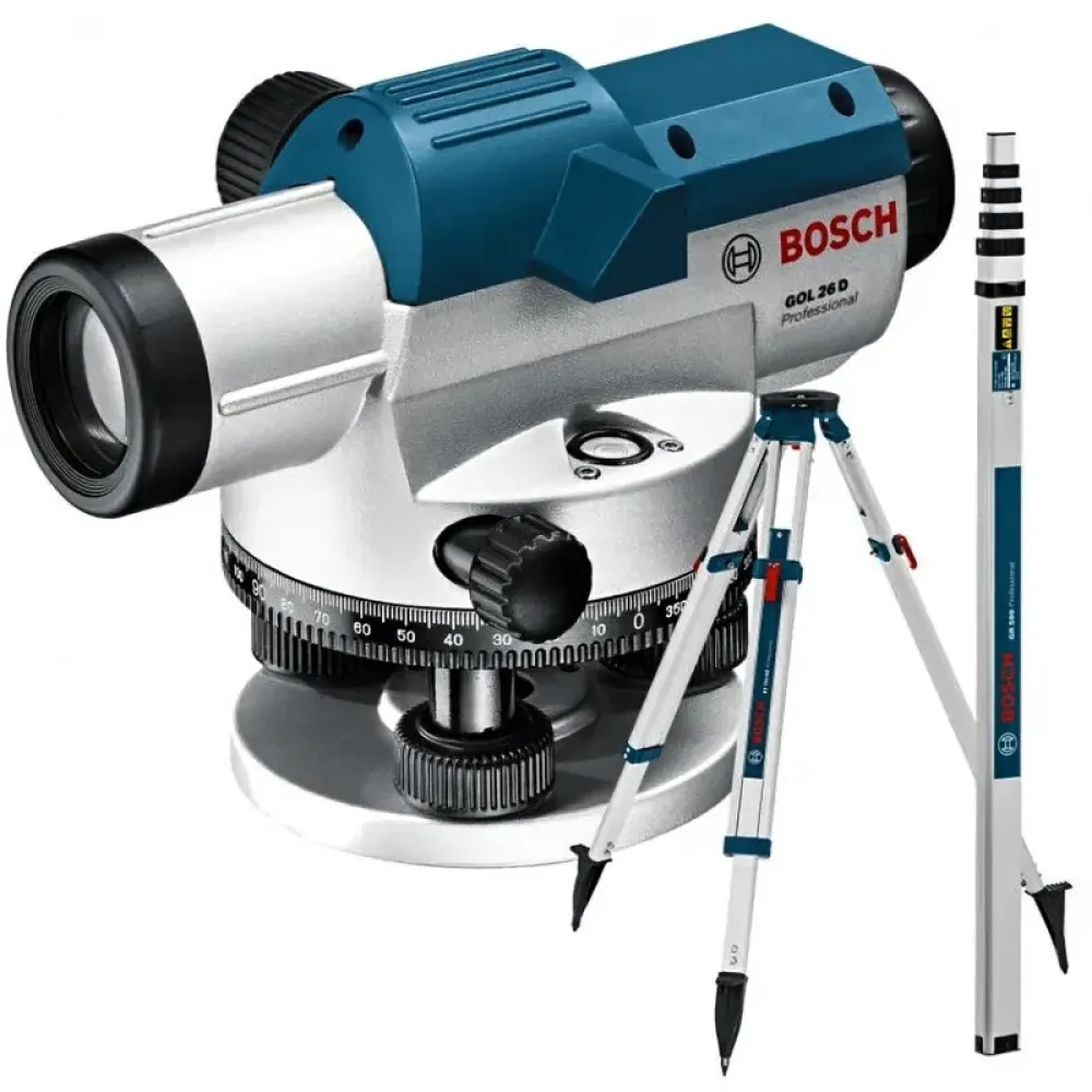 Bosch GOL 20 D Professional оптический нивелир со штативом BT 160 и рейкой GR 500, 0601068402